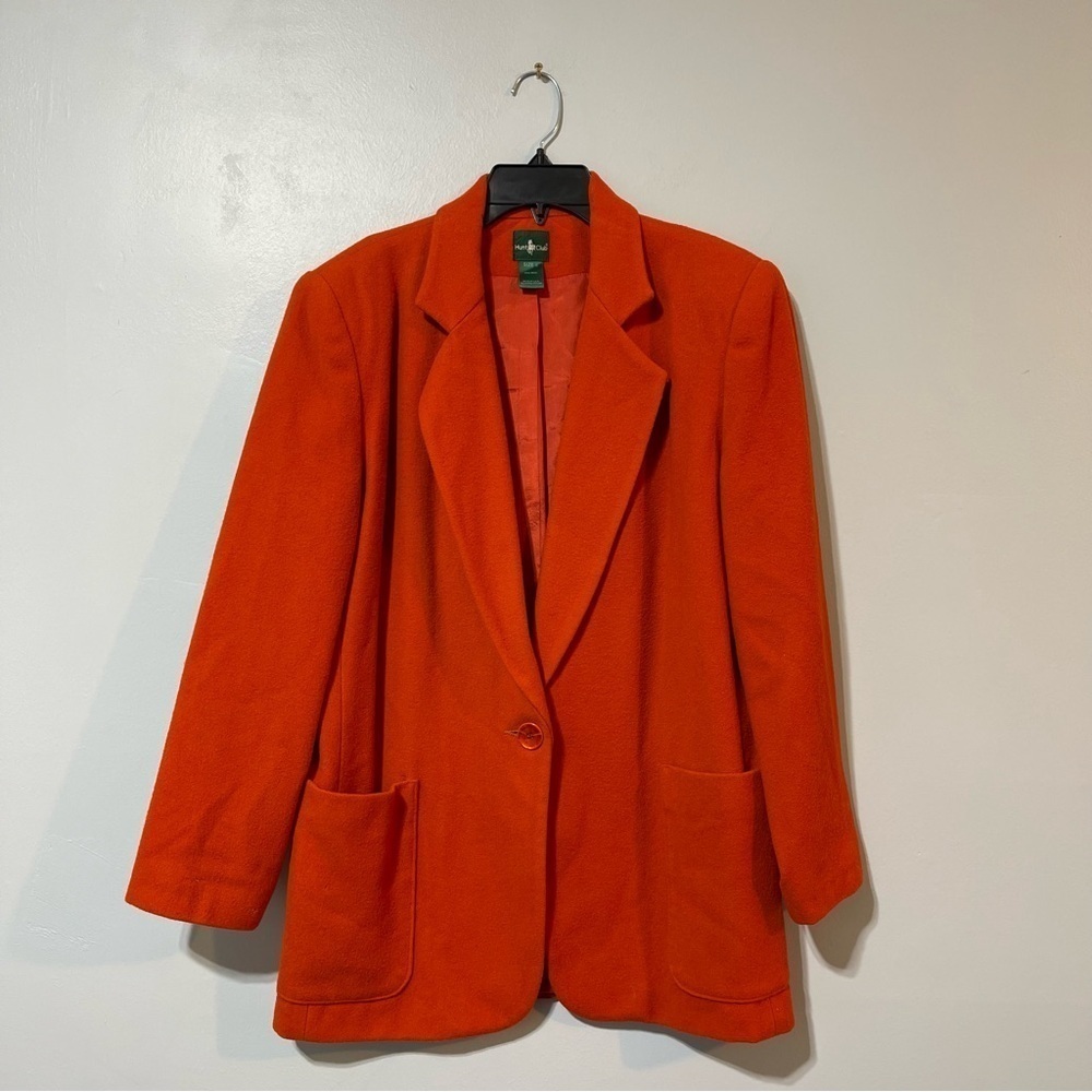 HUNT CLUB WOMEN'S BLAZER JACKET SIZE 8 100% WOOL TWO POCKET LINED Vintage 90’
